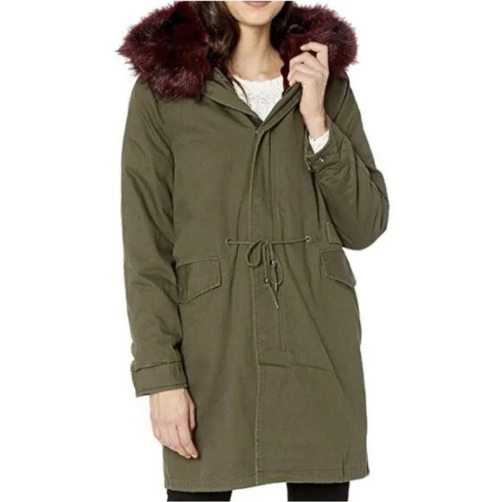 Anthropologie Avec Les Filles Parka Jacket Womens M Winter Faux Fur Boho Grunge
